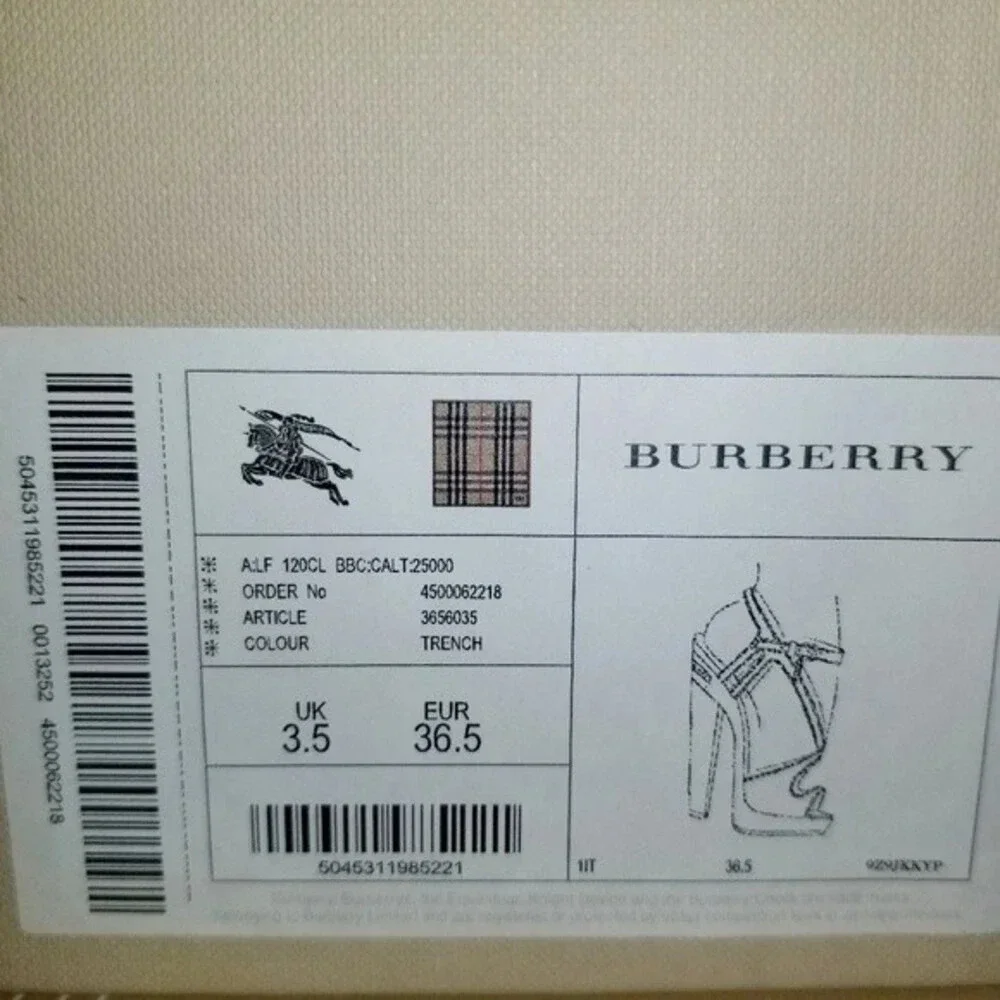 Burberry 36.5 Criss-cross Leather Platform Sandals Made‎ In Italy